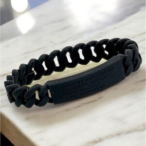 Marc by Marc Jacobs Black Standard Supply Braided Silicone Rubber Bracelet 🆕